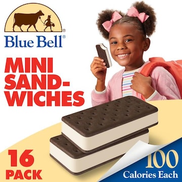 Blue Bell Mini Vanilla Ice Cream Sandwiches, 16 ct