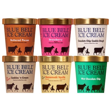 Blue Bell Gold Rim Ice Cream Pints, Assorted Flavors