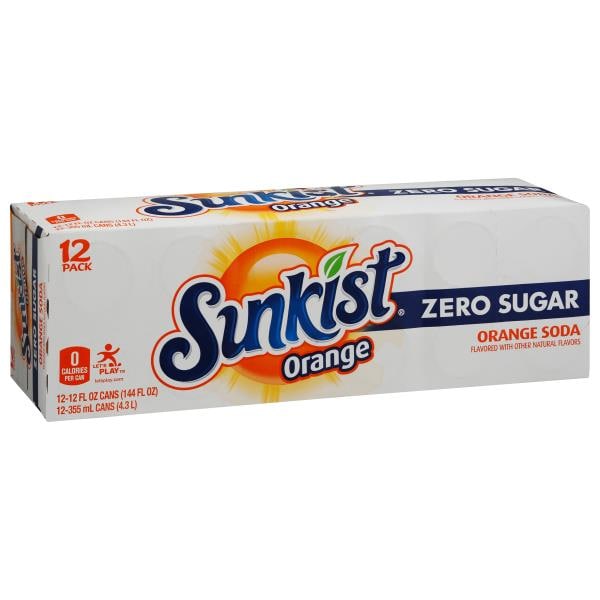 Sunkist Soda, Zero Sugar, Orange, 12 Pack | Publix Super Markets