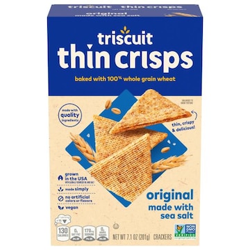 Triscuit Thin Crisps Triscuit Thin Crisps Original Whole Grain Wheat Crackers, Vegan Snacks, Snack Crackers, 7.1 oz
