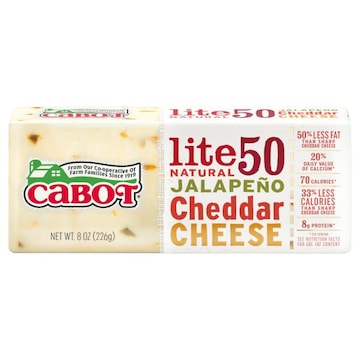 CABOT Lite50 Cheese, Natural, Jalapeno Cheddar