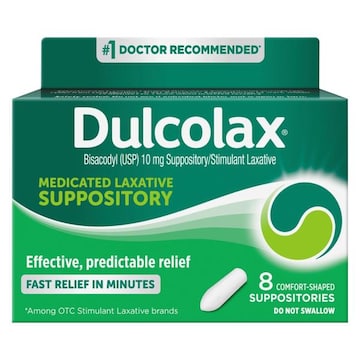 Dulcolax Laxative, Medicated, 10 mg, Comfort Shaped Suppositories