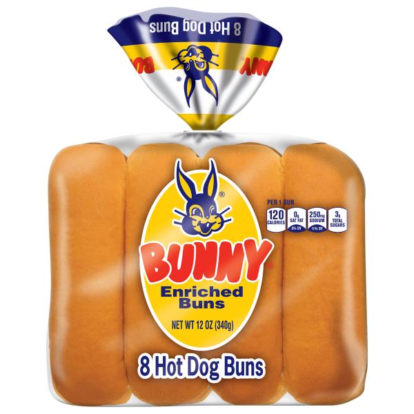 Bunny Bunny Bread Hot Dog Buns, Enriched Sliced White Bread Hot