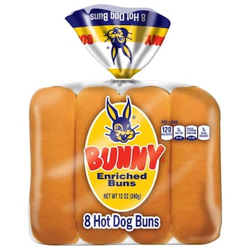 Bunny Bunny Bread Hot Dog Buns, Enriched Sliced White Bread Hot Dog Buns, 8 Count