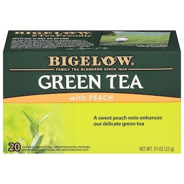Bigelow Bigelow Green Tea with Peach 20 TB, 20 individually wrapped tea bags