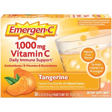Emergen-C Emergen-C Vitamin C 1000mg Powder with Antioxidants Fizzy Drink Mix, Tangerine Flavor, 30 Count