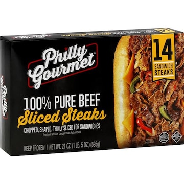 Philly Gourmet Sliced Steaks, 100% Pure Beef, Chopped, Shaped, Thinly Sliced