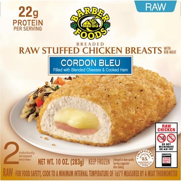 BARBER FOODS Stuffed Chicken Breasts Cordon Bleu, 2 Count (Frozen)
