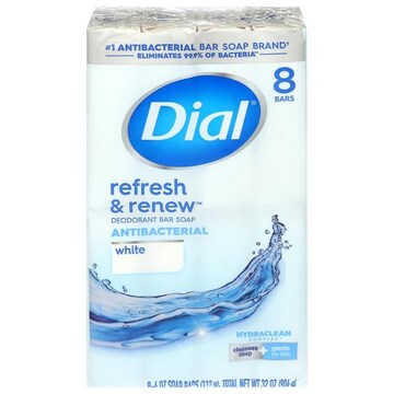 Dial Refresh & Renew White Antibacterial Deodorant Bar Soap