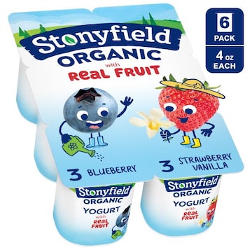 Stonyfield Organic Kids Yogurt, Lowfat, Strawberry Vanilla, Blueberry