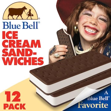 Blue Bell Vanilla Ice Cream Sandwiches, 12 ct