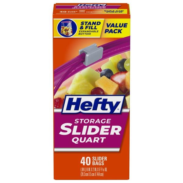 Hefty Slider Storage Bags, Quart Size - Thumbnail 4