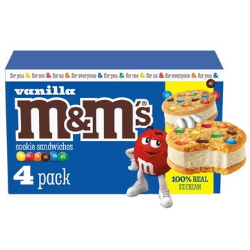 M&M's Vanilla Ice Cream Cookie Sandwiches, Reduced Fat Vanilla Ice Cream Dessert Cookie Sandwich