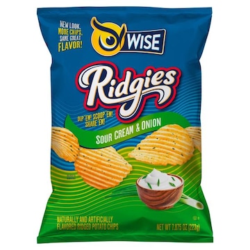 Wise Ridgies Potato Chips, Sour Cream & Onion