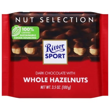 Ritter Sport Nut Selection Dark Chocolate with Whole Hazelnuts