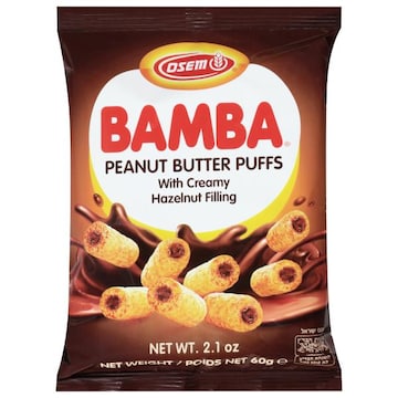 Osem Bamba Peanut Butter Puffs with Creamy Hazelnut Filling