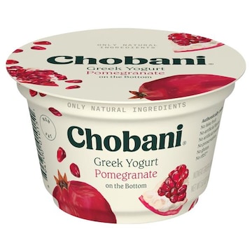 Chobani Yogurt, Nonfat, Greek, Pomegranate on the Bottom