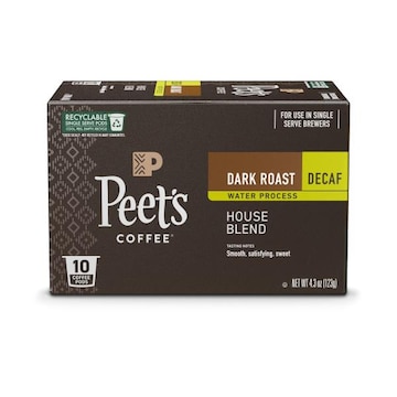 Peet's Coffee & Tea Decaffeinated House Dark Roast Coffee Pods - 10ct Carton