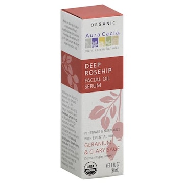 Aura Cacia Facial Oil Serum, Organic, Deep Rosehip, Geranium & Clary Sage