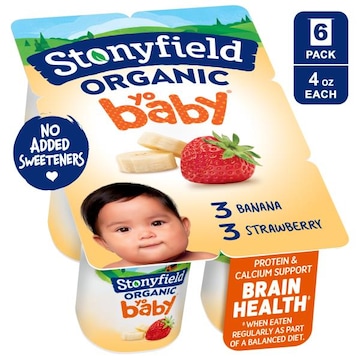 Stonyfield Organic YoBaby Whole Milk 6+ Months Banana & Strawberry Yogurt