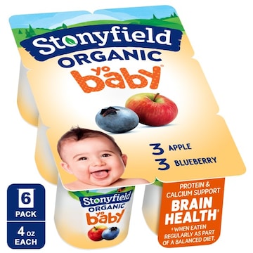 Stonyfield Organic YoBaby Yogurt, Whole Milk, Apple & Blueberry, 6+ Months