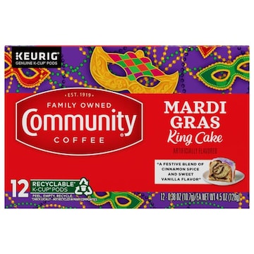 Community Coffee Coffee, Mardi Gras King Cake, K-Cup Pods