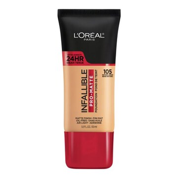 L'Oreal Paris Infallible Infallible Pro-Matte Foundation, Up To 24 HR Matte Finish 105 Natural Beige