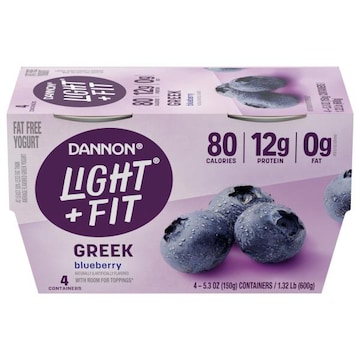 Dannon Light + Fit Yogurt, Fat Free, Blueberry, Greek