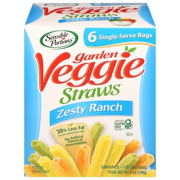 Sensible Portions Garden Veggie Straws Vegetable and Potato Snack, Zesty Ranch