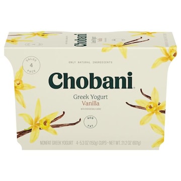 Chobani Greek Yogurt, Vanilla, Nonfat, 4 Value Pack