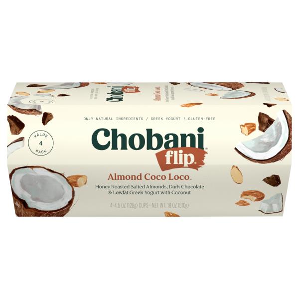 Chobani Flip Greek Yogurt, Low-Fat, Almond Coco Loco, Chocolate