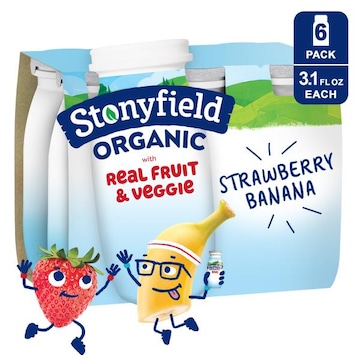 Stonyfield Organic Yogurt, with Real Fruit & Veggie, Organic, Lowfat, Strawberry Banana, Smoothies