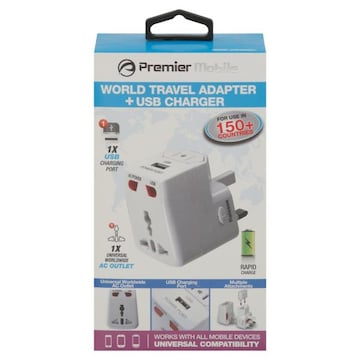 Premier Mobile Adapter + USB Charger, World Travel