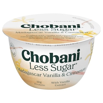 Chobani Yogurt, Greek, Less Sugar, Madagascar Vanilla & Cinnamon