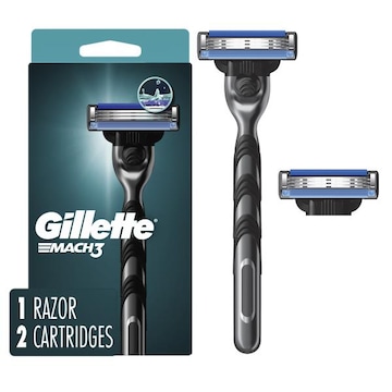 Gillette Mach3 Shaving Razor for Men, 1 Razor Handle, 2 Blade Refills