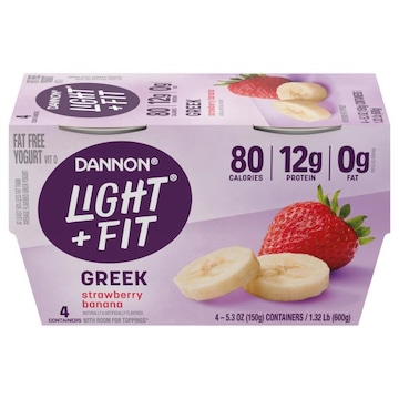 Dannon Light + Fit Yogurt, Fat Free, Greek, Strawberry Banana