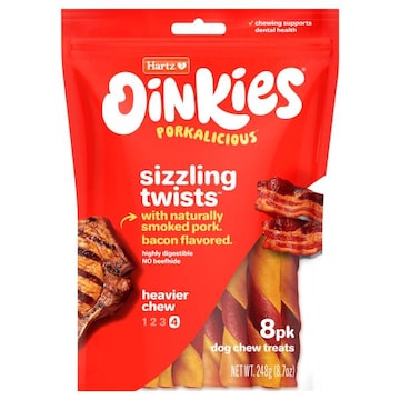 Hartz Oinkies Dog Chew Treats, Bacon Flavored, Sizzling Twists, Heavier Chew 4