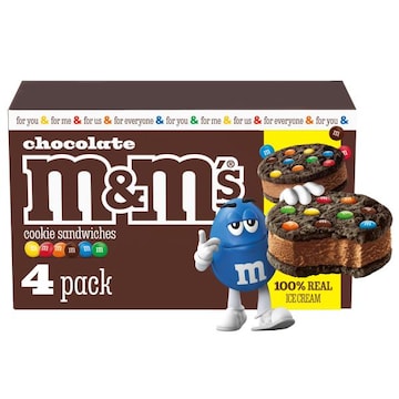 M&M's Ice Cream Chocolate Cookie Sandwiches, Reduced Fat Chocolate Ice Cream Dessert Cookie Sandwich