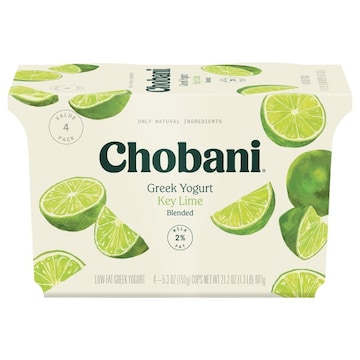Chobani Low-Fat Blended Greek Yogurt Greek Yogurt, Low-Fat, Blended, Key Lime, Value 4 Pack