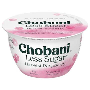 Chobani Yogurt, Greek, Less Sugar, Low-Fat, Willamette Raspberry