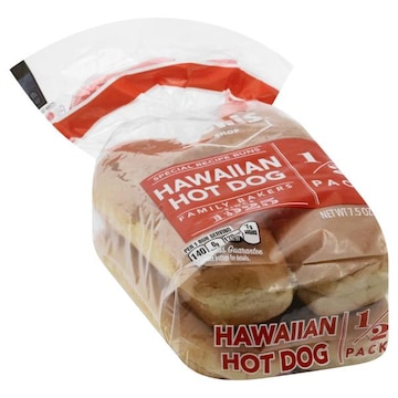 Lewis Hot Dog Buns, Hawaiian, 1/2 Pack
