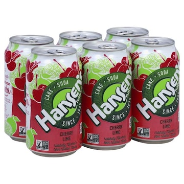 Hansen's Natural Soda, Cane, Cherry Lime