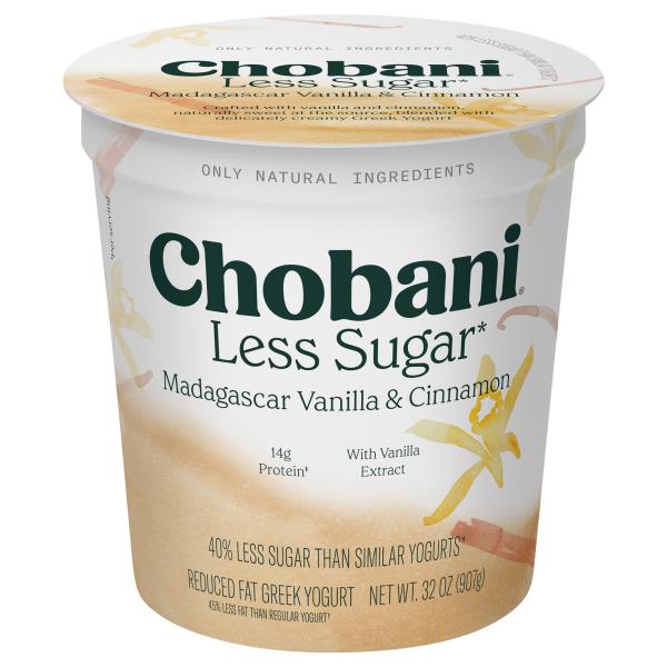 Chobani Greek Yogurt, Less Sugar, Madagascar Vanilla & Cinnamon