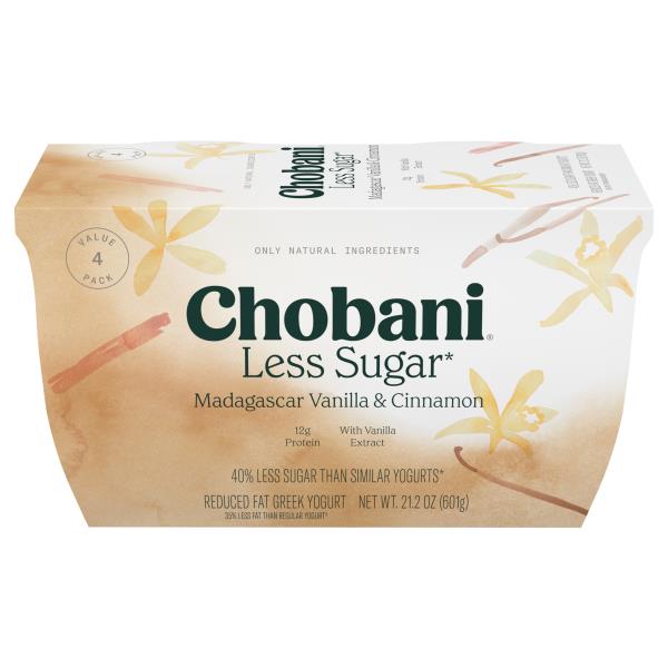 Chobani Yogurt, Greek, Less Sugar, Reduced Fat, Madagascar Vanilla