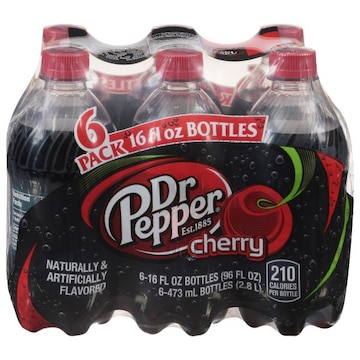 Dr Pepper Soda, Cherry, 6 Pack