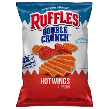 Ruffles Potato Chips, Hot Wings Flavored, Double Crunch
