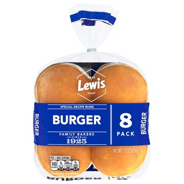 Lewis 8 Pack, Hamburger Buns