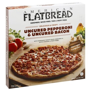 American Flatbread Pizza, Uncured Pepperoni & Uncured Bacon, Delicious & Crispy
