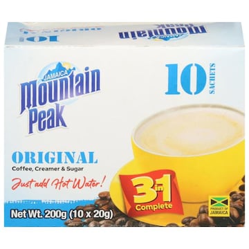 Jamaica Mountain Peak Coffee, Creamer & Sugar, Original, 3 in 1 Complete