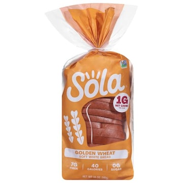 Sola SAVOR A TASTIER TWIST WITH GOLDEN WHEAT BREAD - YOUR MACRO-FRIENDLY DELIGHT! WITH JUST ONE GRAM NET CARBS PER SLICE, ENJOY GUILT-FREE SATISFACTION AT